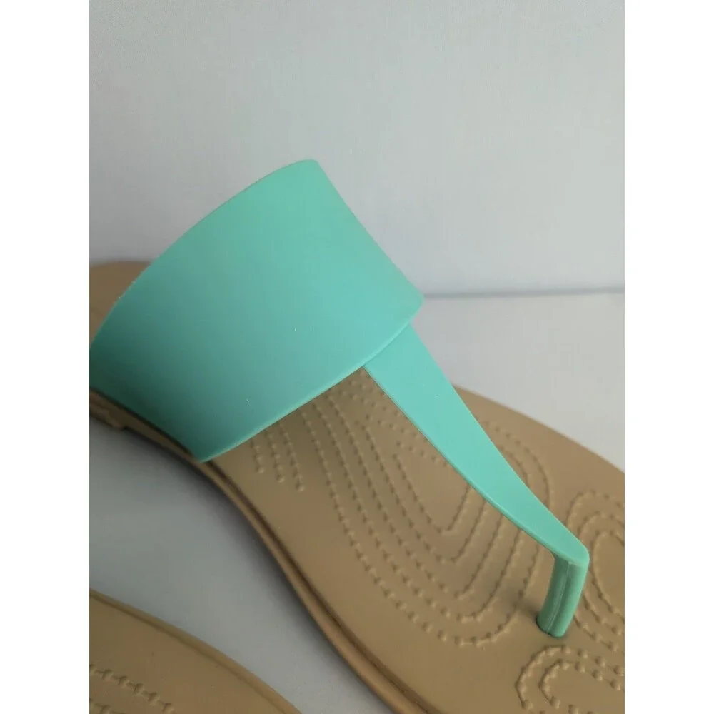 Crocs Tulum Flip Sandals Women’s Size 11 Jade Stone Bright Blue Thong Flop Shoes